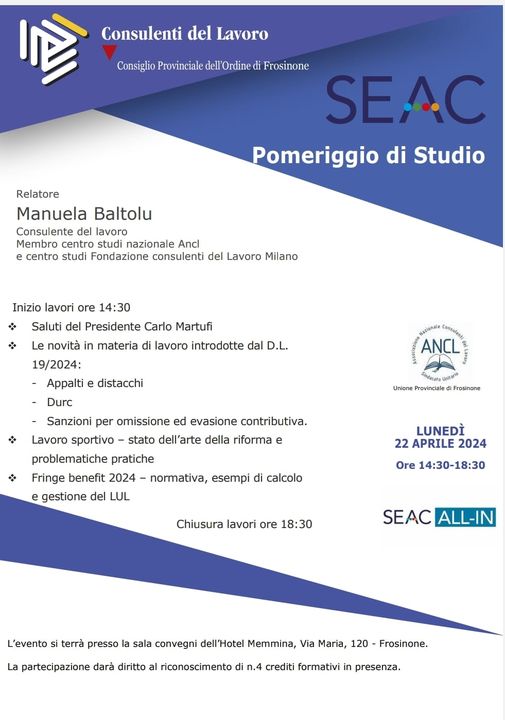 Convegno - Frosinone del 22 aprile 2024  